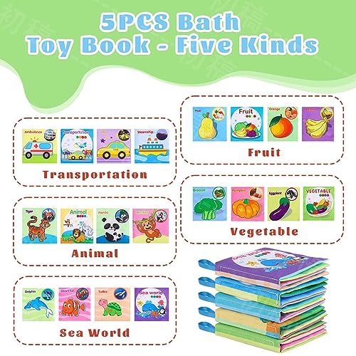 Baby Bath Books, Fabric Soft Baby Waterproof Cloth Books, Toddler Early Education for Tool, Infants Perfect Shower, Kids Bath Toys Birthday Gift
