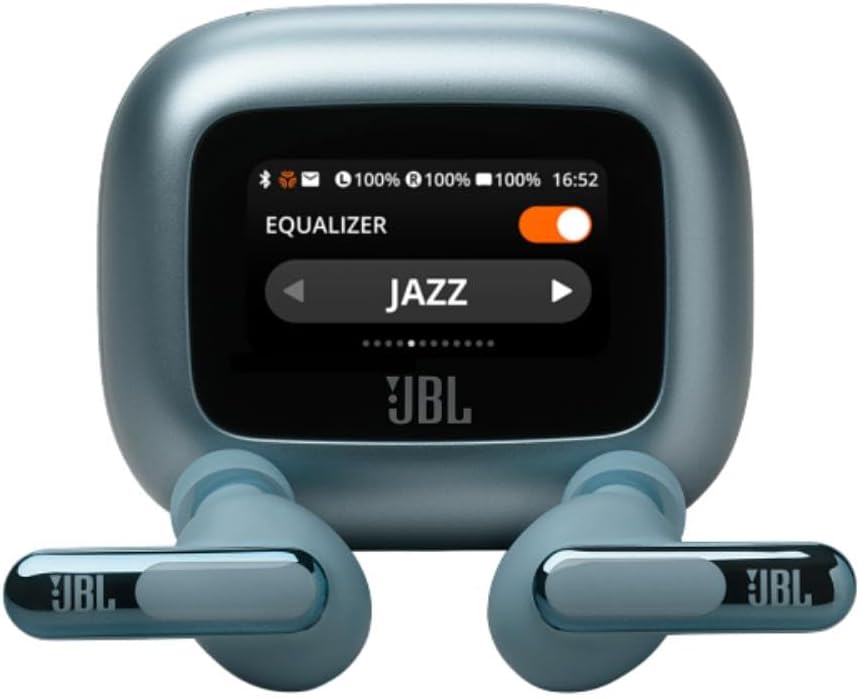 JBL LIVE FLEX 3 True wireless noise-cancelling earbuds with open-stick design and 50 hours total playback plus wireless charging, Blue