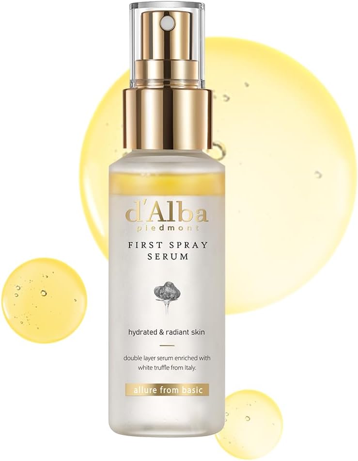 d'Alba Italian White Truffle First Spray Serum, Hydrating Face Moisturizer, Glow Serum for Radiant Skin, Non Comedogenic, All In One Mist, Vegan & Desert-Adapted 180ml - 50 ml (Pack of 1)