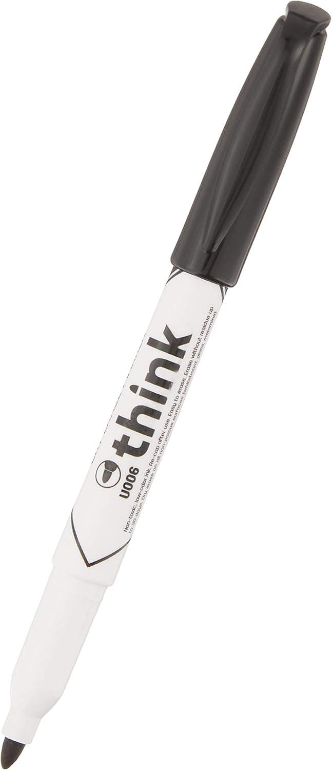 Deli EU00620 Slim Whiteboard Marker, Black(1x12)