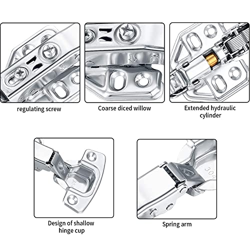 4 Pcs Kitchen Units Door Hinges, Soft Close Cupboard Wardrobe Door Hinges, Folding Doors Hinge with Screws, Full Overlay Mute Cabinet Hinges