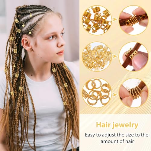 JINXXTTA 275Pcs Ramadan Hair Accessories for Womens, Gold Hair Charms, Metal Hair Clips & Rings, Braid Clips for Women, Girls, Boys & Men??old