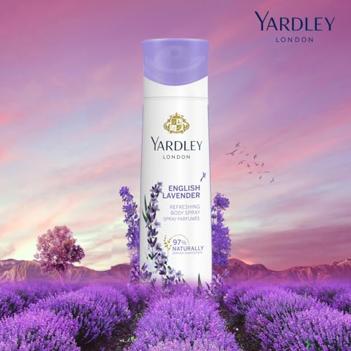 Yardley London English Lavender Body Spray for Women - 150ml Floral Aromatic Freshness, Relaxing, Long Lasting & Calming Scent Clean, Vegan & Cruelty Free (Pack of 2)
