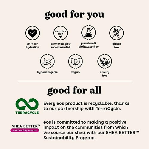 eos Shea Better Body Lotion Fresh & Cozy, 24-Hour Moisture Skin Care, Lightweight & Non-Greasy, Made with Natural Shea, Vegan, 16 fl oz