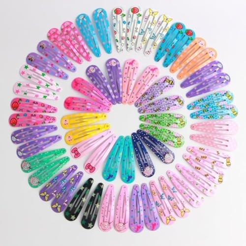 Snap Hair Clips, 100pcs Non-Slip Metal Barrettes Cute Toddlers Hair Clips Assorted Colors 2inch for Girls, Women