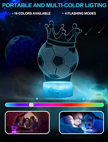 Football 3D Illusion Lamp, Football Gifts for Boys Girls, 3D Night Light with 16 Colors Change Remote Control Decorative Desk Lamp Creative Birthday Christmas Gift Sports Fans Toys (Football 2)