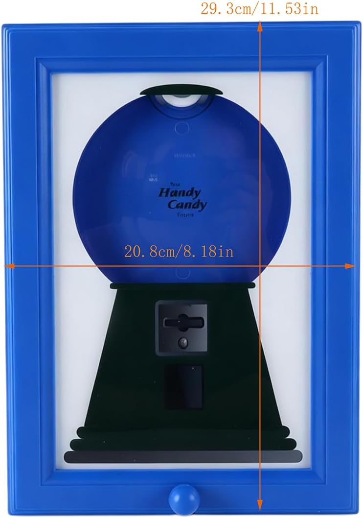 Alide Candy Dispenser Picture Frame Wall Mounted Interactive Gumball Machine Snack Dispenser for Kitchen with Fun Photo Frame(Blue)