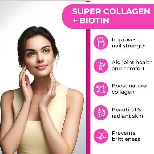 Oladole Natural Super Collagen Peptides + Vitamin C & Biotin, 3g Collagen Per Serving, Gluten Free, Promotes Healthy Hair, Beautiful Skin, and Nail Support, Dietary Supplement, 270 Tablets