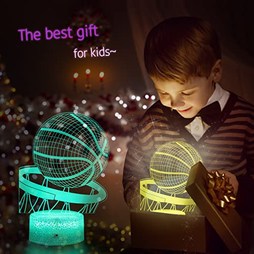 3D Basketball LED Night Light with 16 Color Modes, Smart Touch & Remote Control – Cool Illusion Lamp Gift for Boys & Girls Ages 3–8 – Perfect Room Decor for Young Basketball Lovers