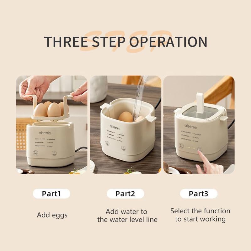 Automatic Rapid Egg Steamer, 6 in 1 Egg Cooker for Hard Boiled Eggs, Electric Egg Boiler with Auto Shut Off & Beep Alarm, Smart Egg Maker Soft Boiled, Egg Custard, Tea Egg, Yogurt, Hot Spring Egg