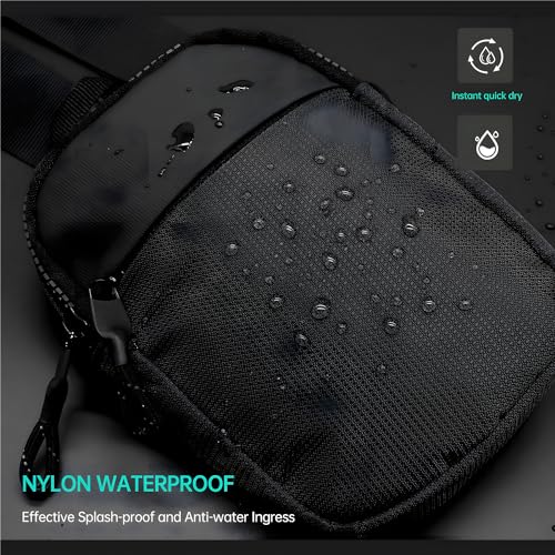 Xspring Small Sling Bag for Men, Dual Pocket Waterproof Mini Sling Bag for Men Purses, Portable Crossbody Fanny Bag with Adjustable Shoulder Belt for Runner Workout Travelling Camping