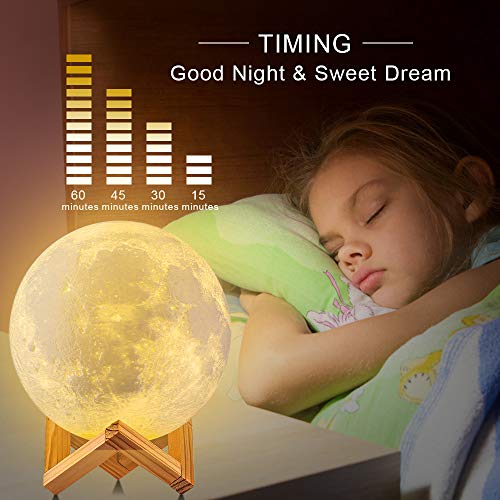 DTOETKD Moon Lamp 3D Printing 16 Colours Moon Light with Stand & Remote & Touch Control and USB Rechargeable (Diameter 12cm ), Best Gifts for Baby Kids Lover Birthday