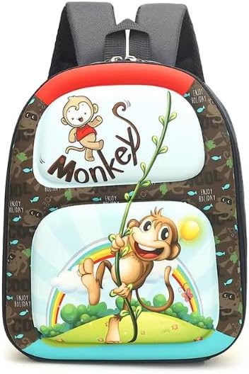 Kids Backpack for School Preschool Bag for Boys & Girls Toddler Kindergarten Backpack with Padded Straps, Multi-Pockets for Books, Stationery, Supplies & Toys - Monkey