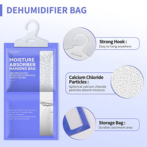 CLEVAST Moisture Absorbers Packets (230g/pack) - 10 Pack, Dehumidifier Bags for Closet, Hanging Humidity Absorber in Wardrobes, Bedrooms, Bathrooms