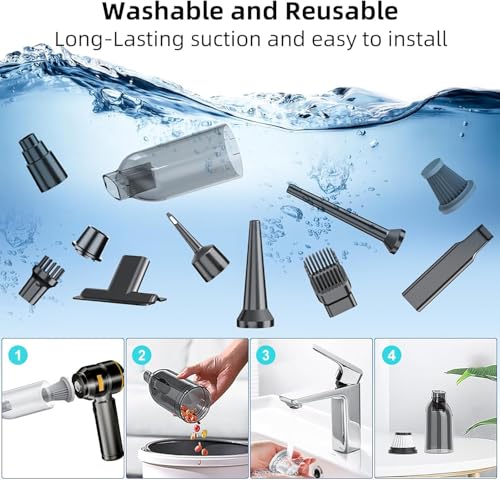 Forubar 4-in-1 Cordless Car Vacuum Cleaner, 22000Pa Handheld Portable Vacuum with Compressed Air Duster & Blower, Brushless Motor, 3-Speed, Type-C Charging for Car, Home, Office, Pet Hair (Black)