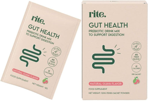 Gut Health Prebiotic Fibre Drink mix Support Digestion, Gut Health, Weight Management No added sugar Vegan 8g Powder sachets Peach flavor (Pack of 15) - Guava