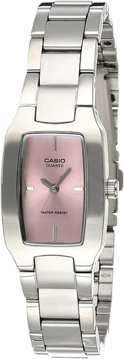 Analog Display and Stainless Steel Strap Watch for Women - Silver/Pink