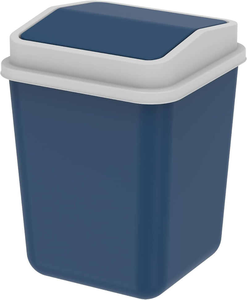 Cosmoplast 20L Flip-Top Waste Bin With Swing Lid, Pearl Grey - 27 cm x 27 cm x 34 cm Pearl Blue