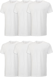 mens Stay Tucked Crew T-shirt T-Shirt - Regular - 6 Pack - White