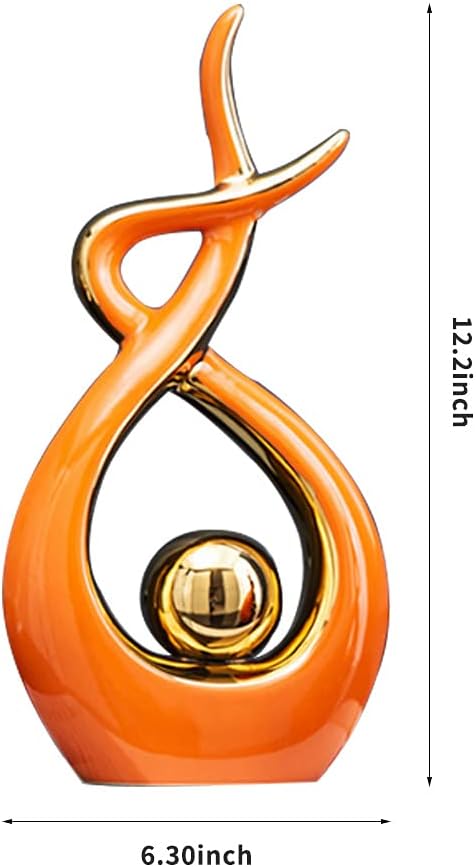 Norrclp Home Decor Modern Abstract Art Ceramic Statue Table Decorations for Dining Room Living Room Office Centerpiece, Green and Gold