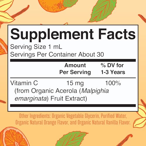 MaryRuth Organics Vitamin C Supplement for Kids | USDA Vitamin C Liquid Drops for Kids Ages 1-3 | Vitamin for Immune Support & Overall Health | Vegan | Non-GMO | Gluten Free | 1 Fl Oz