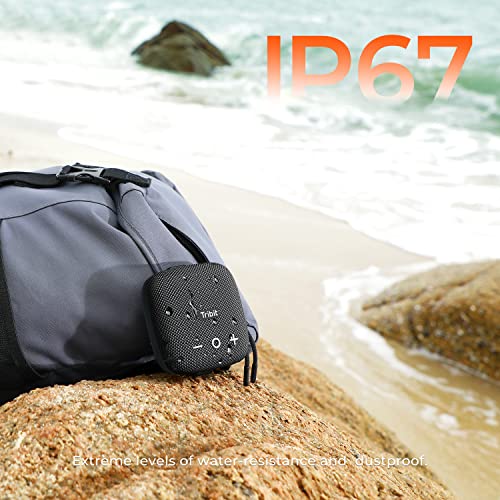 Tribit StormBox Micro 2 Portable Bluetooth Speaker: 90dB Loud Sound Deep Bass IP67 Waterproof Built-in Strap BT 5.3 Small Speaker, 12H Playtime for Outdoor/Camping/Biking, 120ft Bluetooth Range(Black)