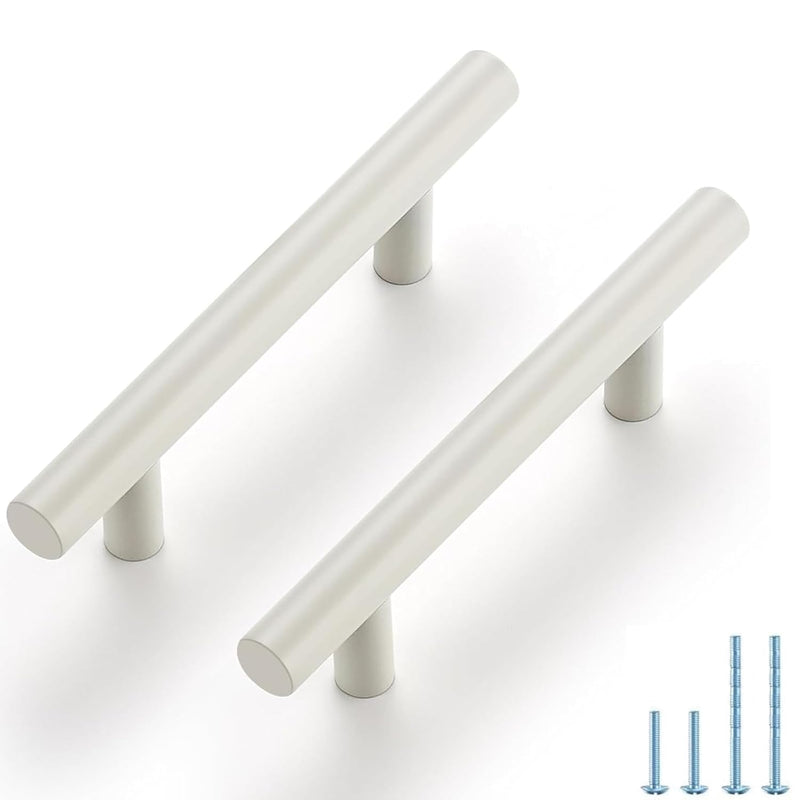 34 Pack 5 Inch Cabinet Pulls Matte White Stainless Steel Kitchen Drawer Handles Cupboard Vanity Dresser Hardware 5 InchLength, 3 Inch Hole Center