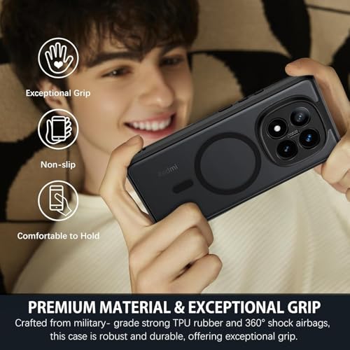 For Xiaomi Redmi Note 14 Pro Plus 5G Magnetic Case, Compatible with MagSafe, TPU+PC Shockproof Matte Skin Feel Mobile Phone Back Cover, Anti-fingerprint Slim Fit Protective Casing