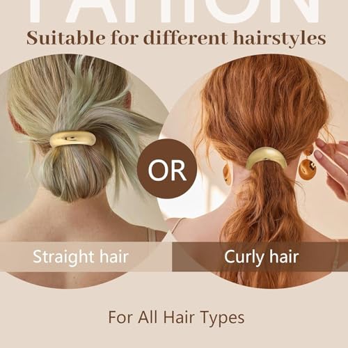 3PCS Metal Hair Ties, Elastic Gold Hair Ties for Think Hair, Elegant and Durable Geometric Design, Stretchy and Non-Damage, Gold Hair Accessories Ponytail Holders, 3 Styles in Box