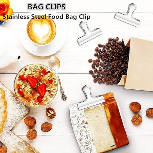 10 Pack, Stainless Steel Chip Clips, Chip Clips Bag Clips Food Clips,Clips for Food, Clips for Food Packages, Chip Bag Clips, Air Tight Seal, Heavy Duty Snack Clips Kitchen Clips