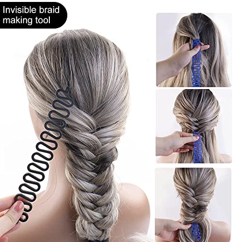 Premify 6 Pcs Terry Tool Set, Hair Styling Accessories Kit for Women & Girls, Bun Maker French Braiding tools For Making DIY Hair Fashion Styles, Hair Braiders for Twist Ponytail Maker (Black)