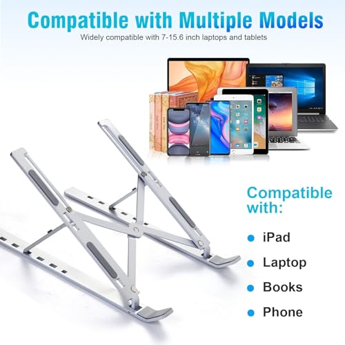 SKY-TOUCH Laptop Stand for Desk, Adjustable Laptop Riser ABS+Silicone Foldable Portable Laptop Holder, Ventilated Cooling Notebook Stand for MacBook Pro Air, Lenovo, Dell, HP, Laptops,Tablet
