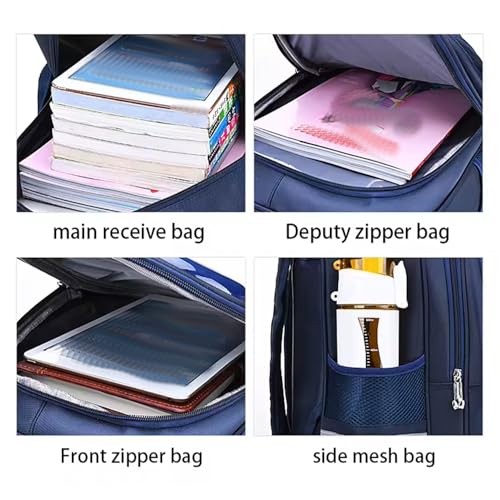 UimoKi Kids Rolling Backpacks for Girls and Boys With Wheels Trolley Backpack Trolley Children School Bags Luggage(Navy Blue)