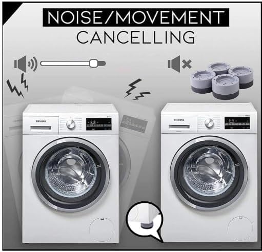 Neoblix 4pcs Shock and Noise Cancelling Washing Machine Support, Washer Dryer Rubber Pads with Suction Cup Feet, Anti Vibrasion Pads, Non Slip Noise Reducing Base