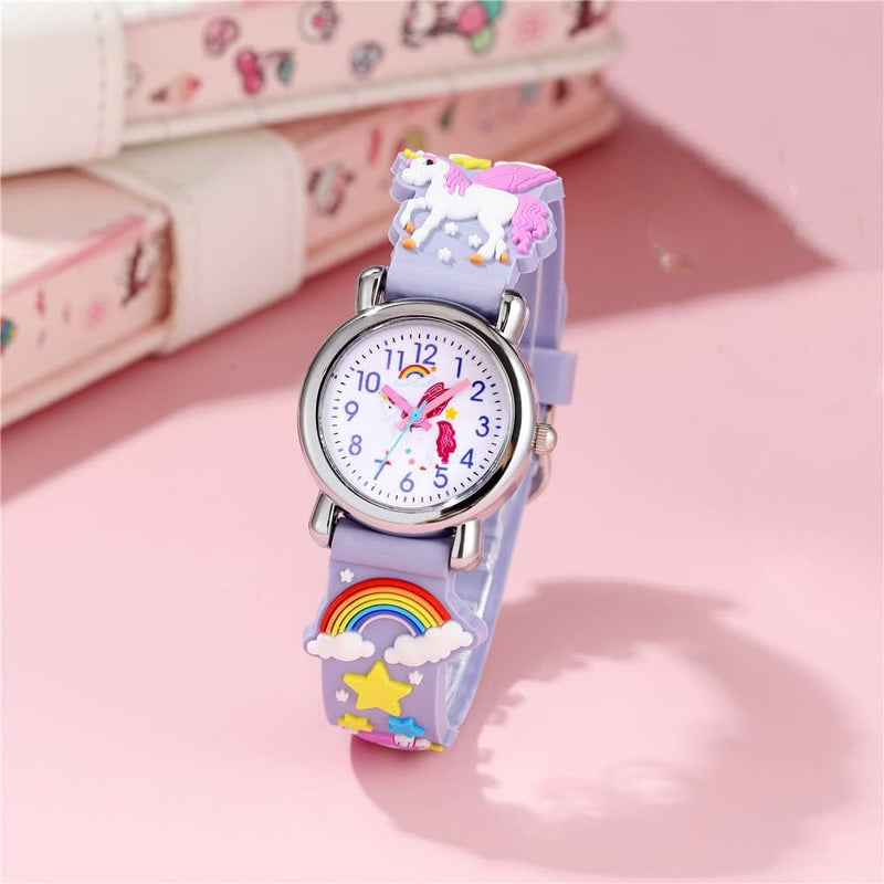 Kids Watches Girl Watches Ages 3-12 Sports Waterproof 3D Cute Cartoon Digital 7 Color Lights Wrist Watch for Kids