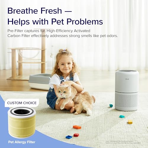 Levoit Air Purifiers for Home Dust Smoke Pet Hair, Up to 40m�, H13 True HEPA Air Filter with Timer, Sleep Mode, Ozone Free, 24dB Quiet Air Cleaner for Bedroom, Office, Core 300, White