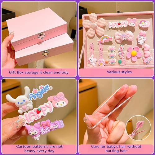 Beauenty Hair Accessories Set, Girls Hair Dress Up Kit with Jewelry Box, Hair Ties, Hair Clips, Princess Dress Up Toys Deluxe Set, Gift Toys for Age 3 4 5 6 7 8 9 10 Girls Kids Toddlers (Pink)