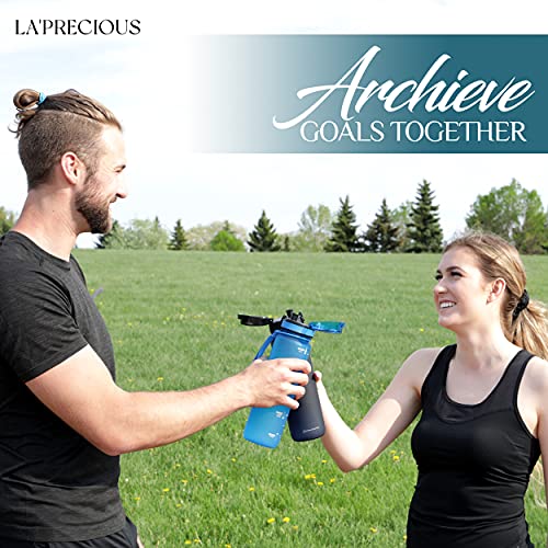 LA' PRECIOUS Water Bottle for Adults,1 liter-USA Tritan Material, Non-Toxic BPA Free, Fast Flow, Flip Top Leak Proof Lid. (Midnight Black)