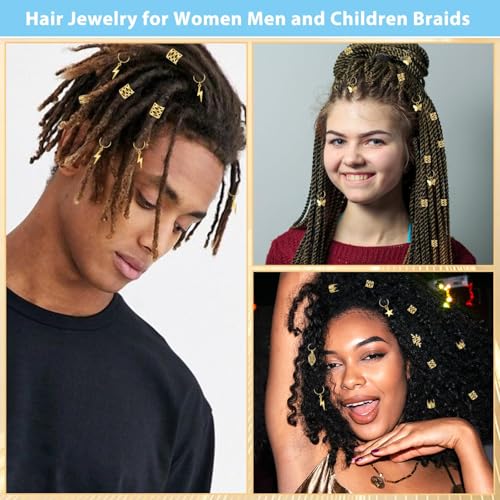 JINXXTTA 275Pcs Ramadan Hair Accessories for Womens, Gold Hair Charms, Metal Hair Clips & Rings, Braid Clips for Women, Girls, Boys & Men??old