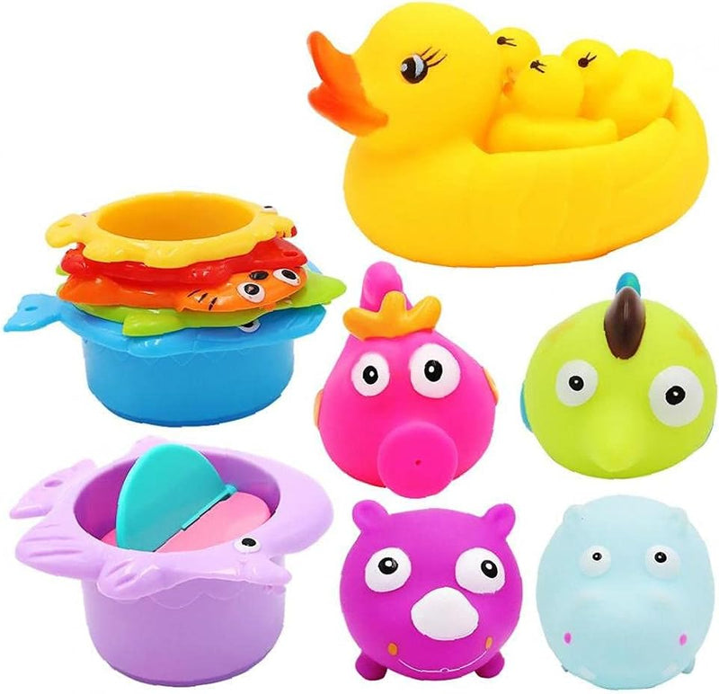 Baby Bathing Toys Rubber Float Squeeze Sound Wash Bath Swim Dive Play Animals Toy Water Tub Toys,10Pcs Marine Animal Toys for Baby Bath,Bath Toys