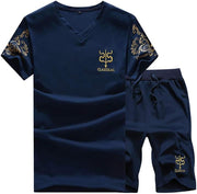 Men's Casual Tracksuit Full Zip Running Jogging Athletic Sports Jacket and Pants Set - Blue-2