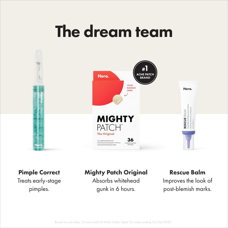Mighty Patch HERO COSMETICS â„¢ Original from Hero Cosmetics - Hydrocolloid Acne Pimple Patch for Covering Zits and Blemishes, Spot Stickers for Face and Skin (72 Count)