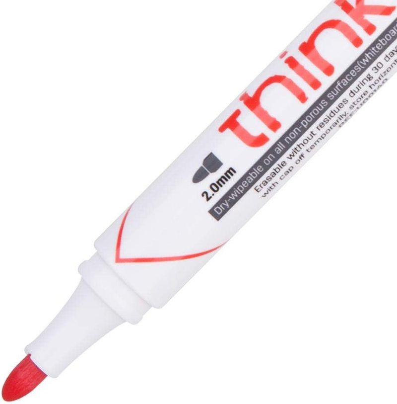 deli EU00140 Think 2.0mm Bullet Tip Dry Erase Markers 10 Pieces, Red