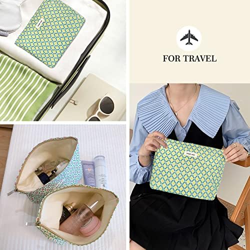 STARDW Flower Cosmetic Bags Makeup Bags for Women and Girls,Travel Makeup Bag Large Capacity Canvas Makeup Bag,Makeup Organizer Bag Zipper Pouch, Embossed pink, Large Capacity Aesthetic Makeup Bags