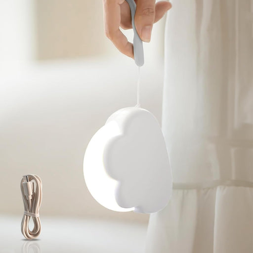 Night Light for Kids, Cute Nursery Light for Baby, LED Bedroom Lamp with 2-color Dimmable, USB Rechargeable with Silicone Detachable Lanyard Portable Camping (White) - White