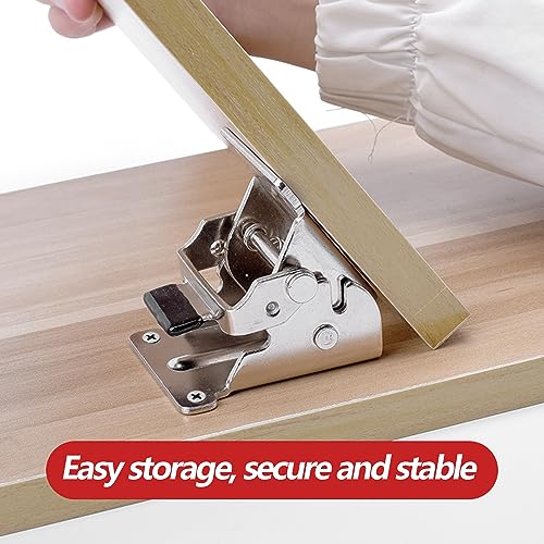 DXIA 2Pcs Folding Support Frame,Steel Folding Bracket,Folding Hinges,90 Degree Auto Lock, Telescopic Feet for Folding Legs Folding Workbench Expansion, Silver
