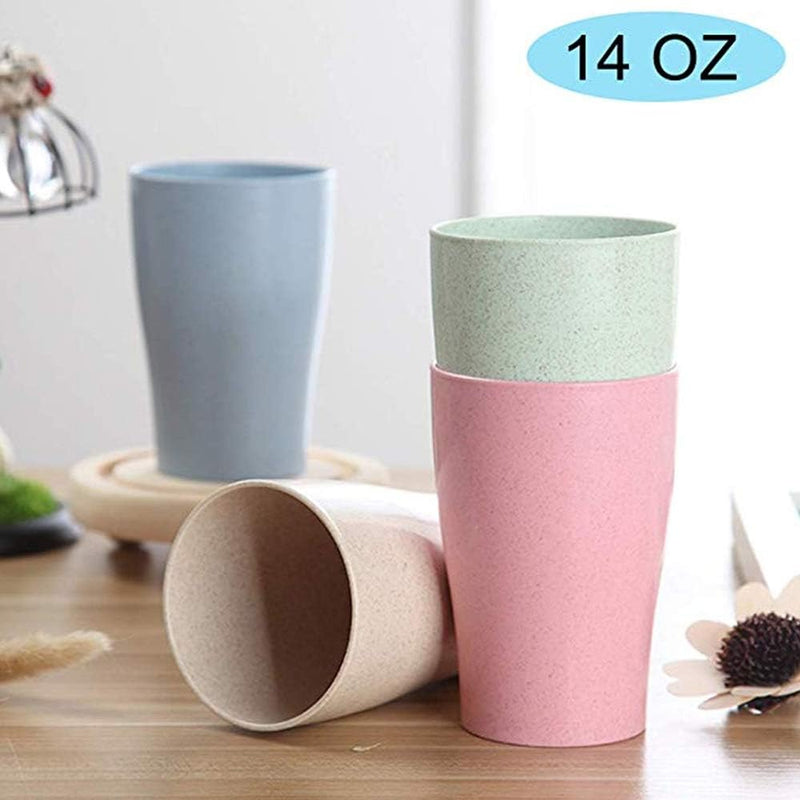 jimmycloud 4pcs/set Wheat Straw Water Cup Multi-Functional Coffee Glue Plastic Cup Drinking Glass Kids Cups Reusable