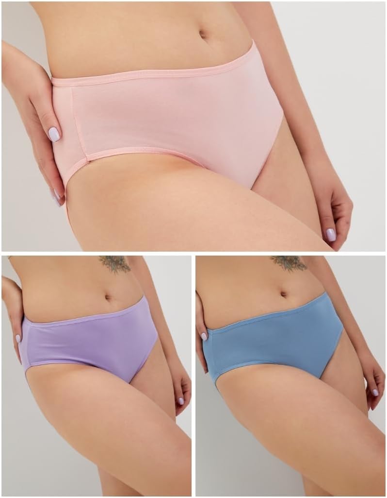 ALYA UNDERWEAR Premium Underwear for Women, Mid Rise Women’s Knickers, Breathable Organic Cotton Panties for Women, Comfortable Ladies Knickers