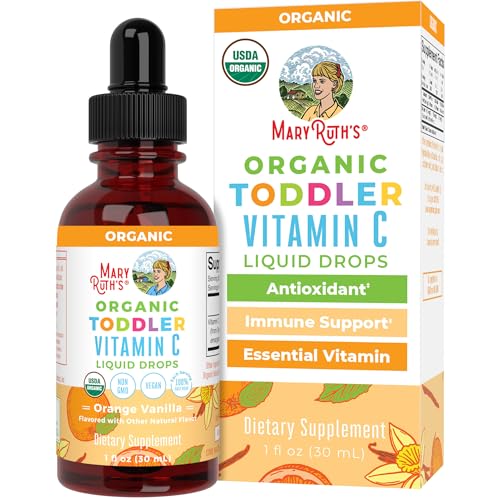 MaryRuth Organics Vitamin C Supplement for Kids | USDA Vitamin C Liquid Drops for Kids Ages 1-3 | Vitamin for Immune Support & Overall Health | Vegan | Non-GMO | Gluten Free | 1 Fl Oz