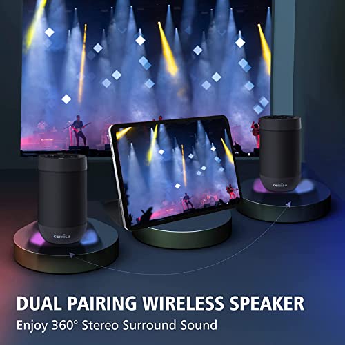 Comiso Portable Bluetooth Speaker, Bluetooth Wireless Mini Pocket Speaker, 360 HD Surround Sound & Rich Stereo Bass, 12H Playtime, IPX5 Waterproof for Travel, Outdoors, Home and Party (Black)